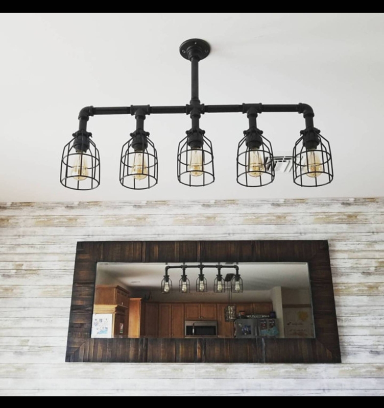 Chandelier Rope Wrapped Island Light Distressed Wood Pipe Sockets