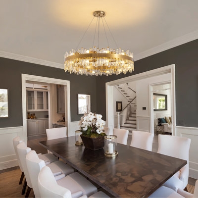Chandelier Round Tiered Crystal Polished Silver Glam Fixture