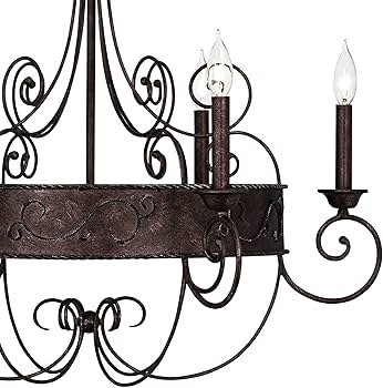 Chandelier Rustic Bronze Wagon Wheel Silhouette 6-Light Candelabra Fixture