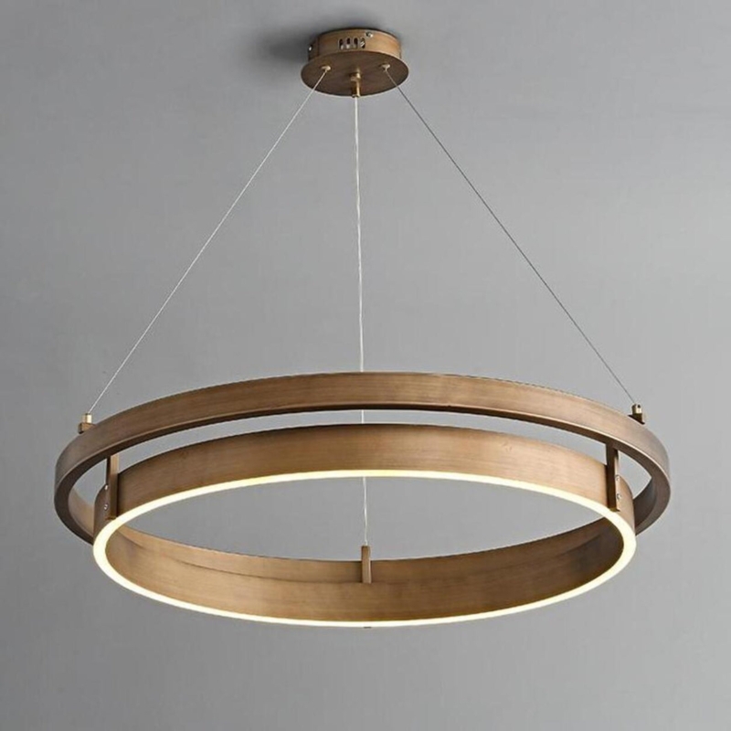 Chandelier Satin Brass Ring Silhouette Integrated LED Contemporary