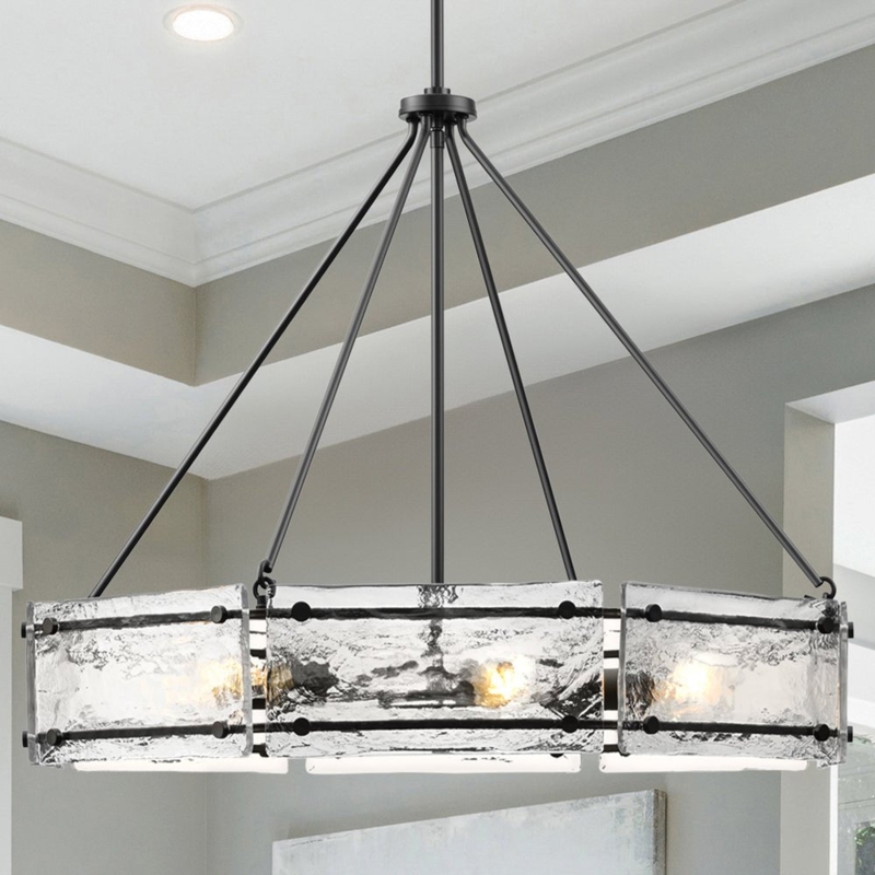 Chandelier Scrolled Metalwork Multi Tier Black Mediterranean Style