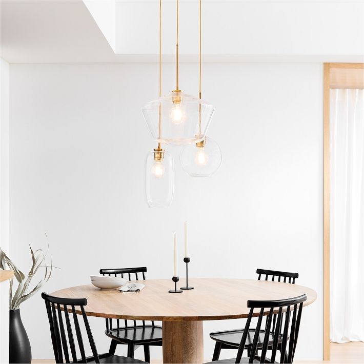 Chandelier Sculptural Glass Staggered Heights Organic Modern Style