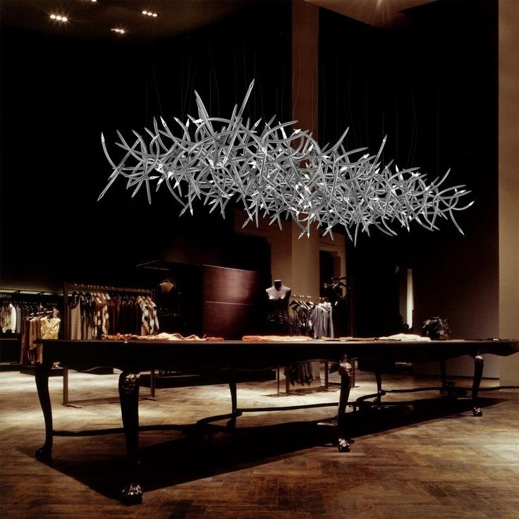 Chandelier Sculptural Multi-Arm Form, Minimalist Style.