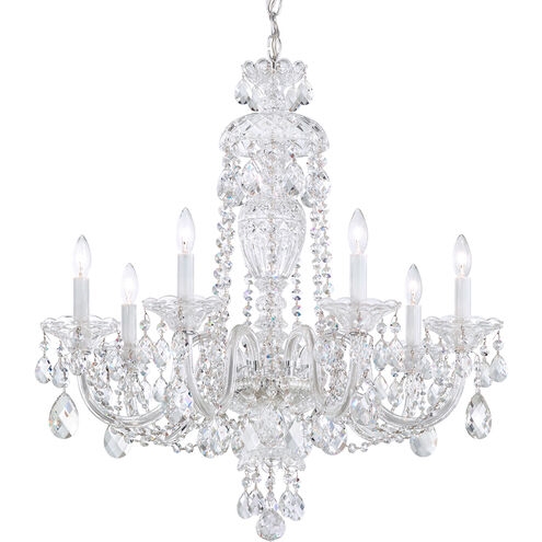 Chandelier: Seven Light Traditional with Cascading Crystal Pendants