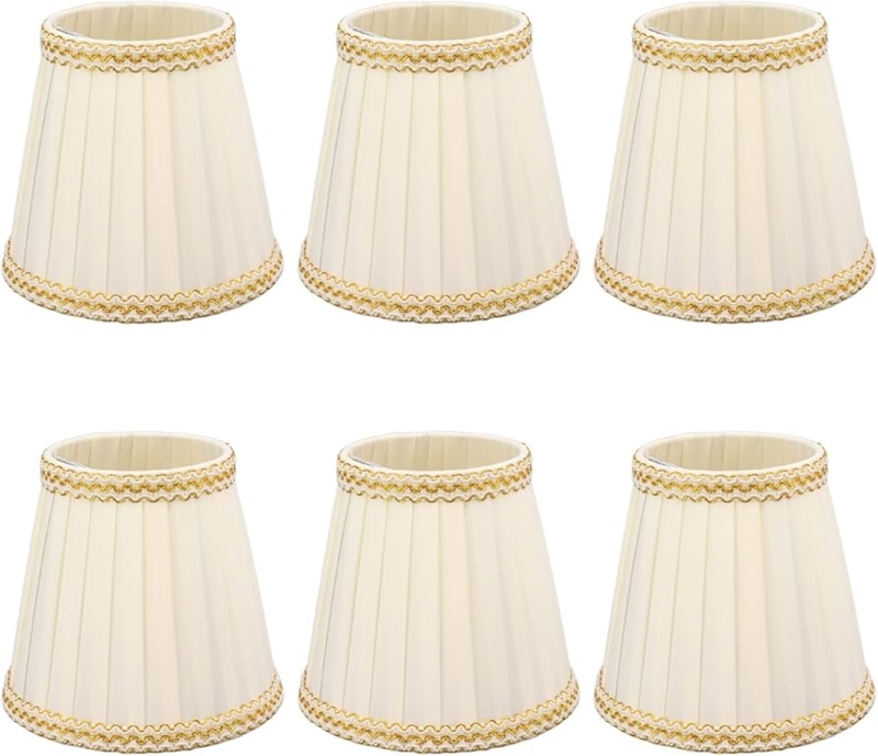 Chandelier Shade Set Small Scale Drum Shape Beige Linen Like Fabric
