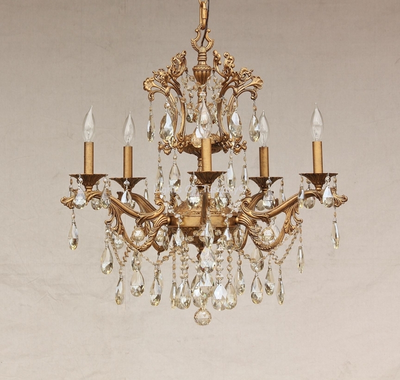 Chandelier Spanish Style with Champagne Crystals and Faux Drip