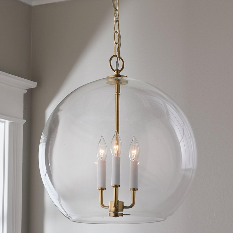 Chandelier Spherical Glass Globe Bronze Transitional