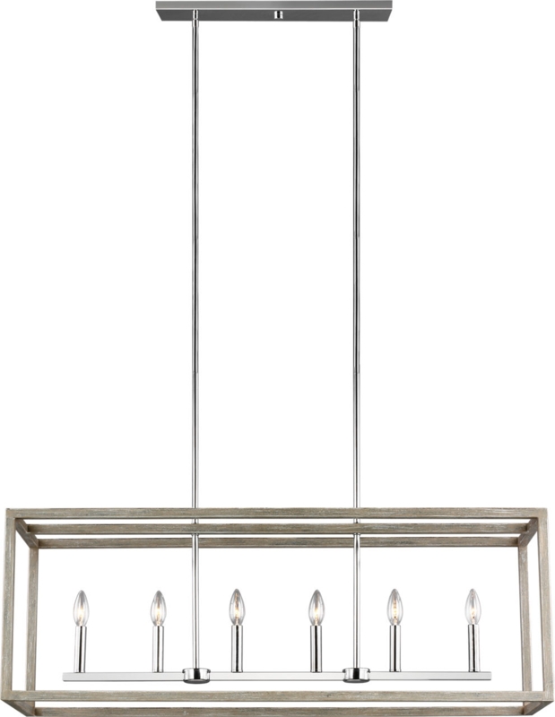 Chandelier Square Cage Eight Light Open Frame Charcoal Finish Geometric