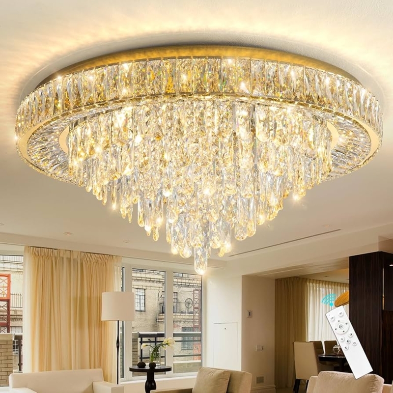 Chandelier Square Frames Three-Tier Integrated LED Crystal Trim
