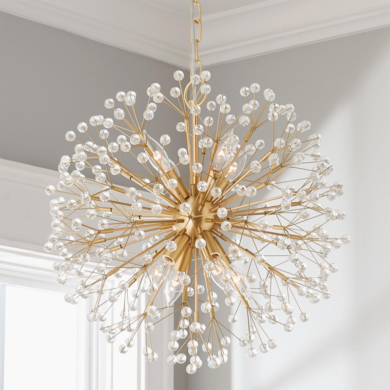 Chandelier Starburst Silhouette Aged Brass Dandelion Design