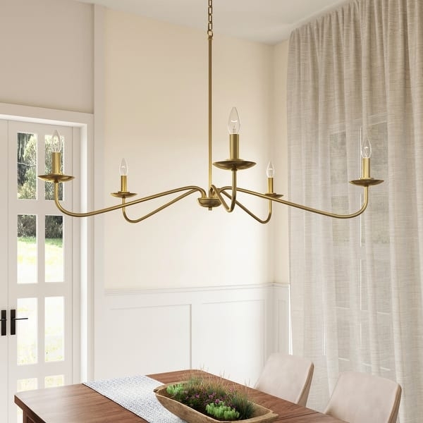 Chandelier Sweeping Minimalist Arms Matte Black Foyer Lighting