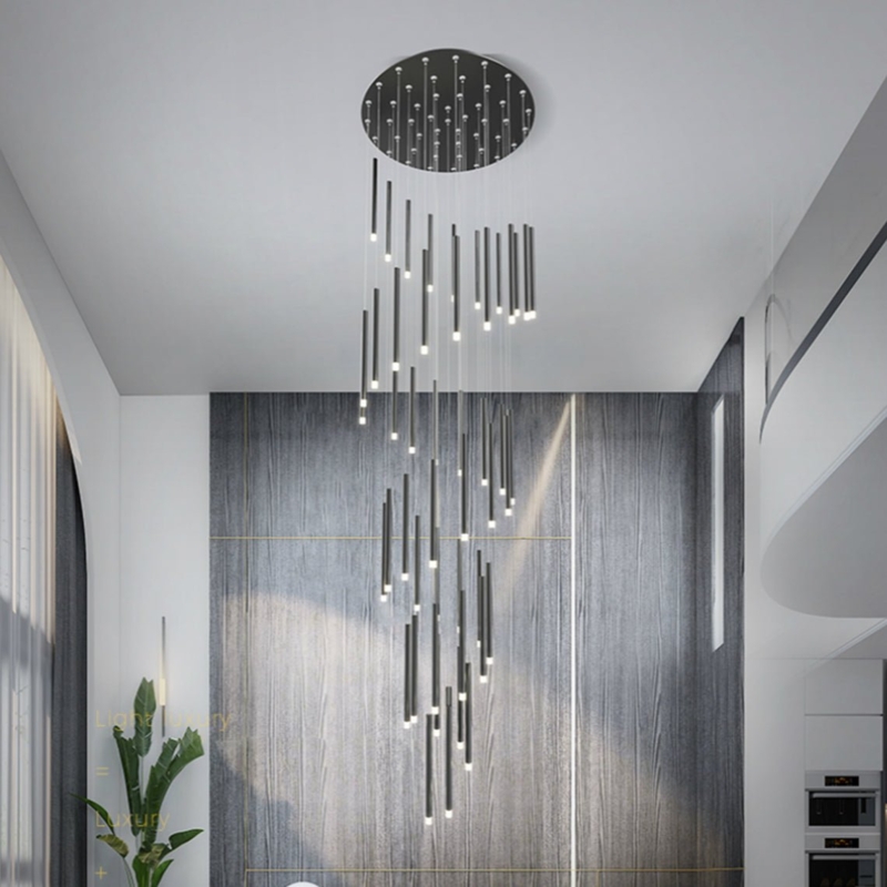 Chandelier Thirty Light Capacity Modern Industrial High Ceilings