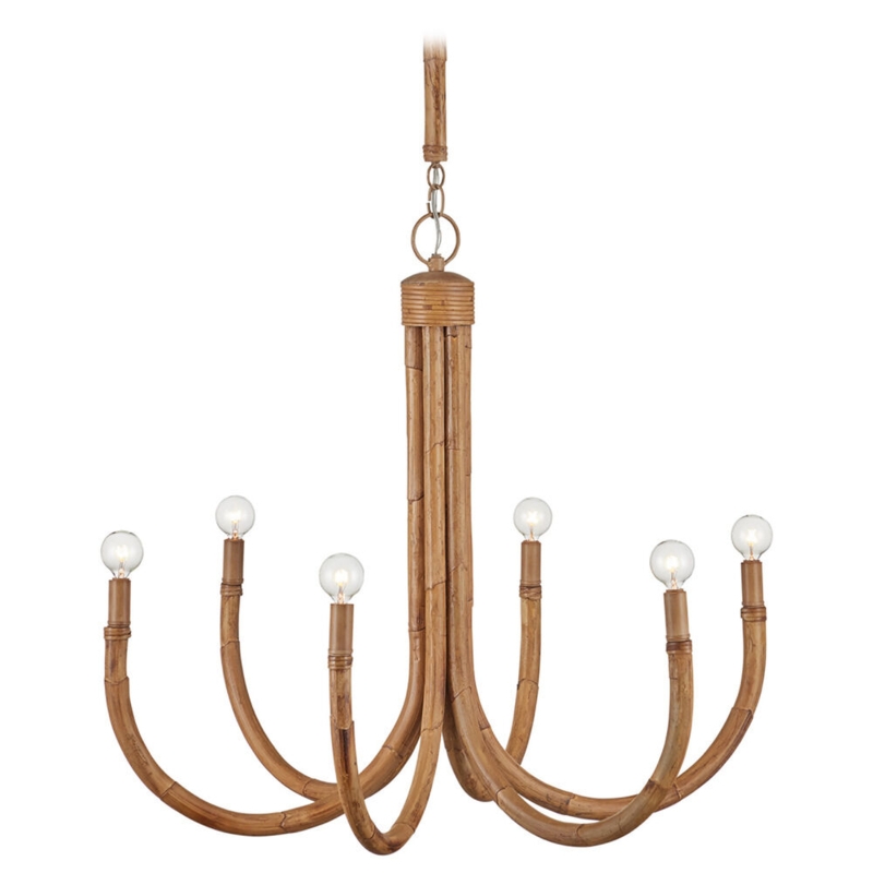 Chandelier Three-Tier Woven Rattan Rings Coastal Bohemian Style