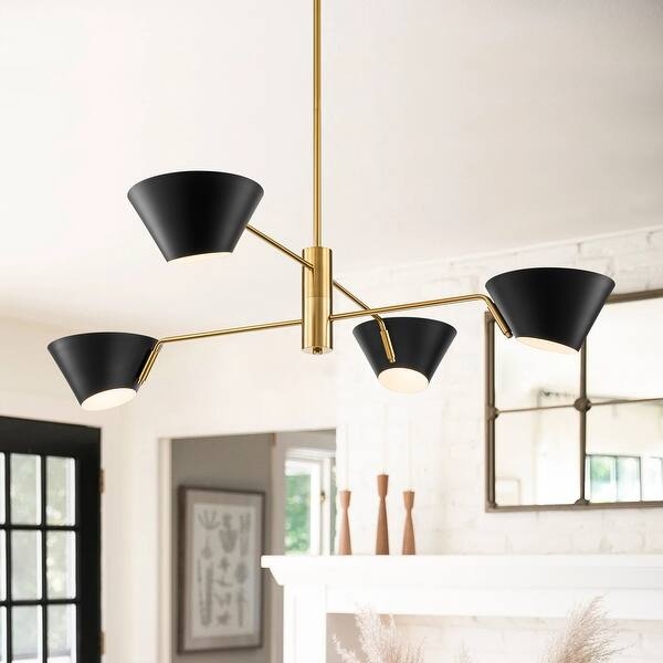 Chandelier Three Tiered Brass Finish, White Globes, Brass Sputnik Light
