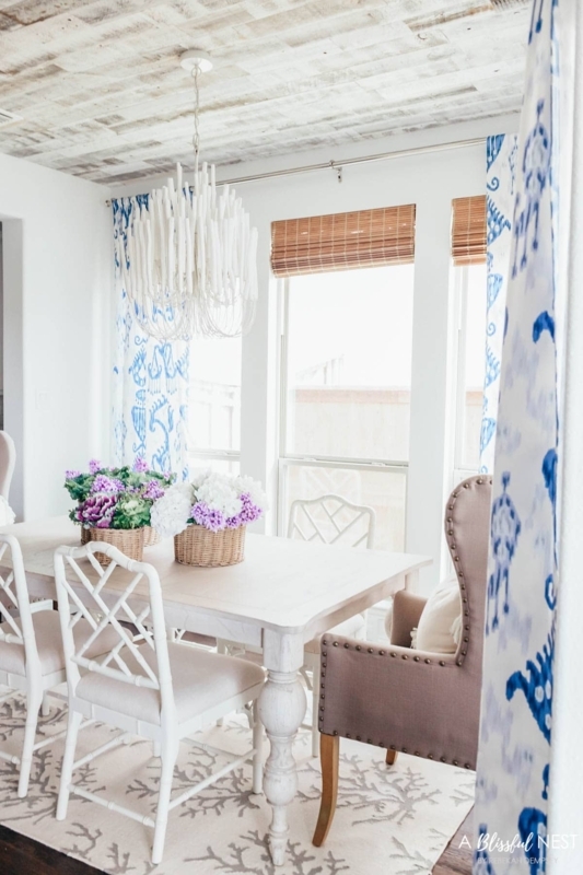 Chandelier Tiered Beaded White Coastal Dining Room Inspiration