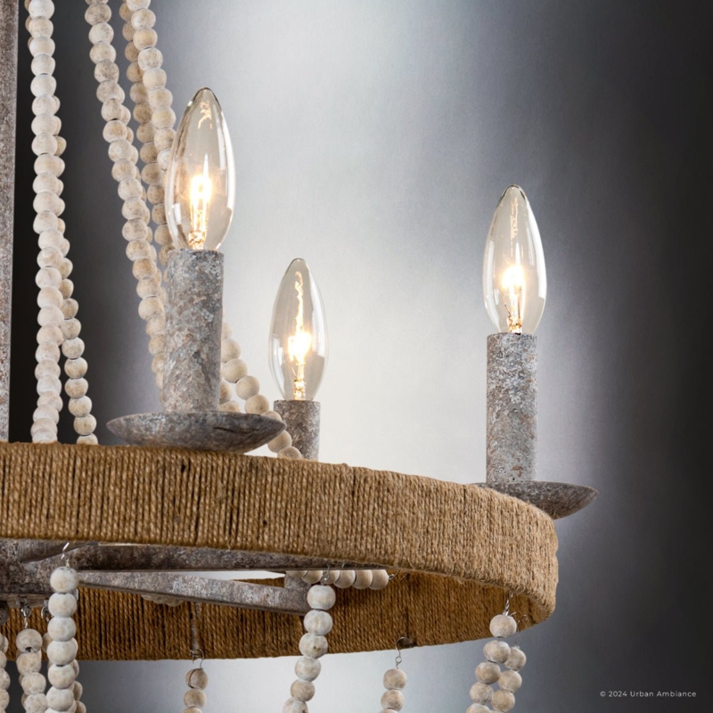 Chandelier Tiered Drum Interlocking Trellis Frame Distressed Gray