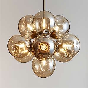 Chandelier Tiered Glass Shade Light Fixture Bronze Transitional Style