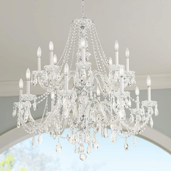 Chandelier Traditional 16-Light Chrome with Faceted Crystals