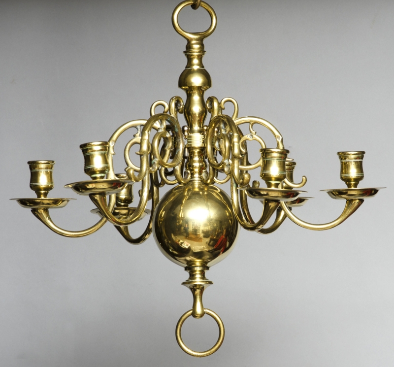 Chandelier Traditional Flemish 6-Arm Polished Finish Baluster