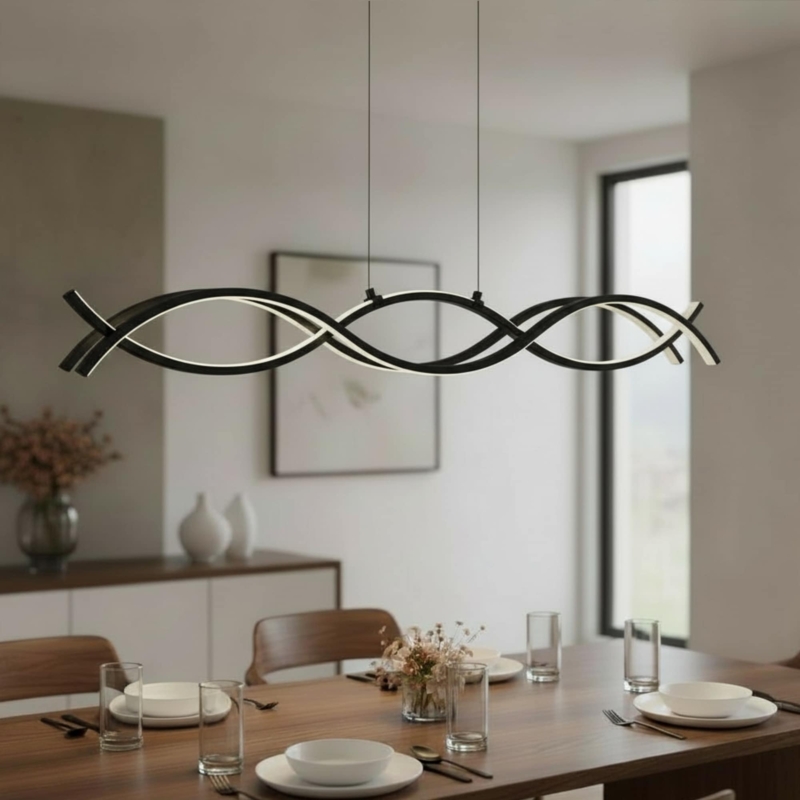 Chandelier Two-Light Linear Design Vertical Frosted Cylinders