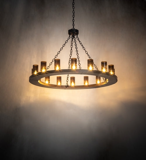 Chandelier Two-Tiered Matte Black Frame Faux Candle Lights Rustic Lodge