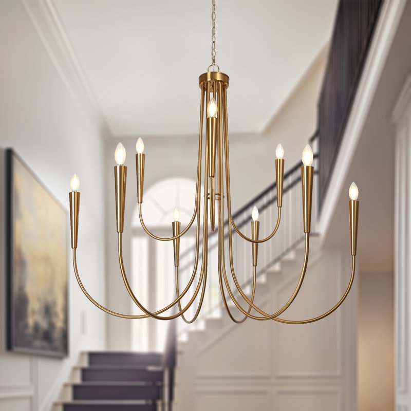 Chandelier Two Tiered Wagon Wheel with Nine Candle Style Lights