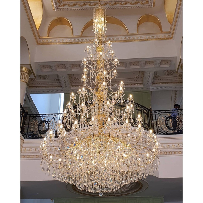 Chandelier Vintage Gold Multi-Tiered Traditional Crystal Fixture
