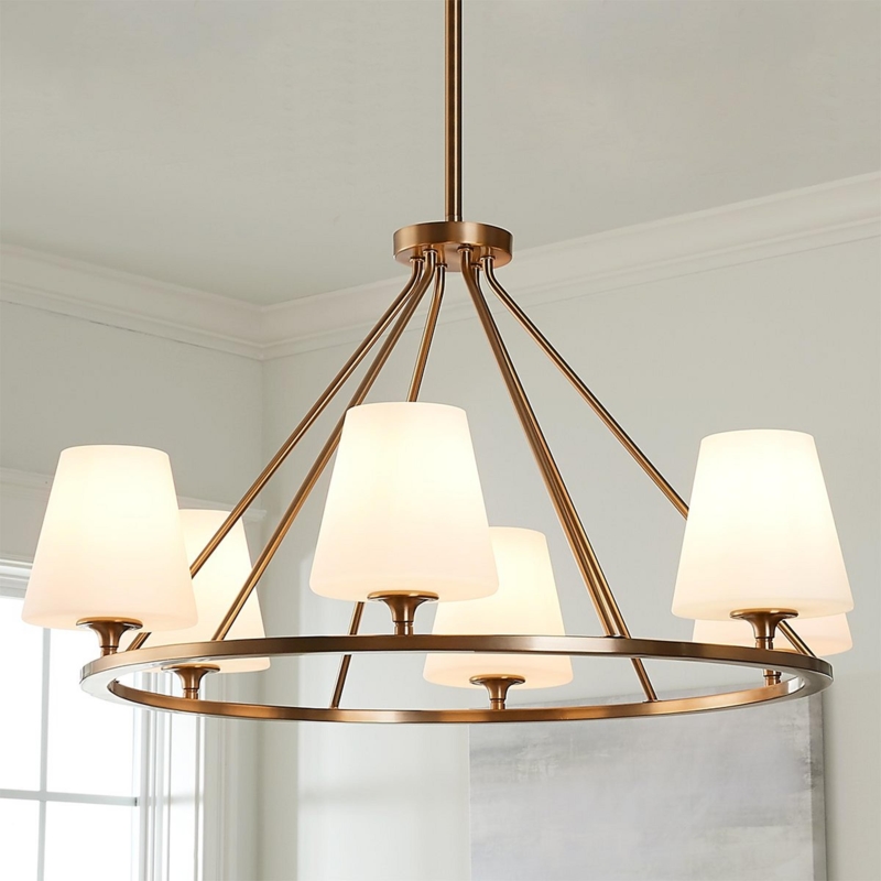 Chandelier Wagon Wheel Bronzed Gold Modern Farmhouse Ceiling Light