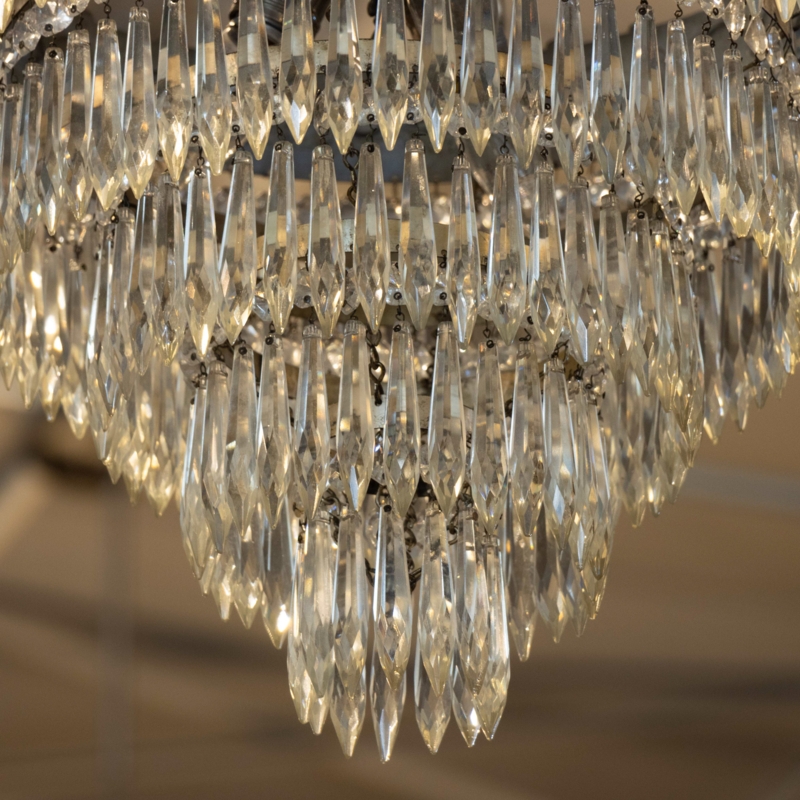 Chandelier Waterfall Silhouette Five-Tier Art Deco Crystal Brass