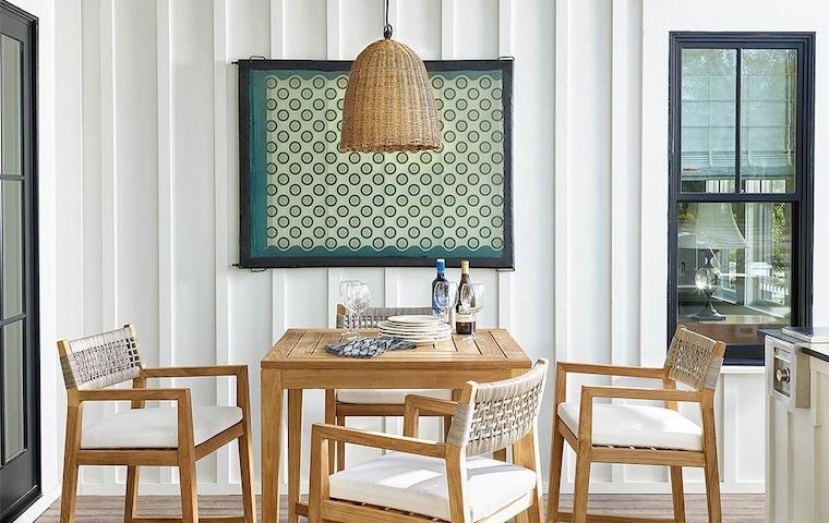 Chandelier White Beaded Tiered Coastal Dining Room Over Table