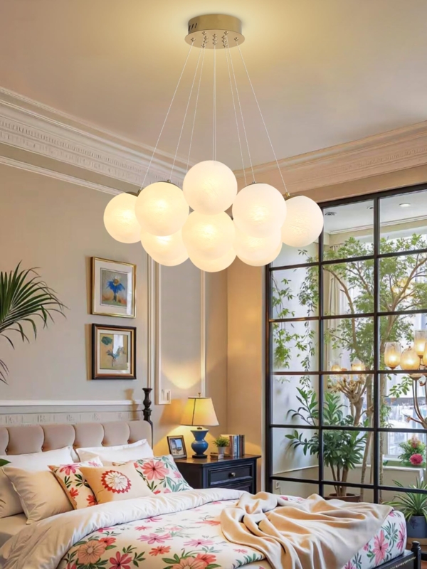 Chandelier White Glass Globes 13 Light Cluster Polished Finish