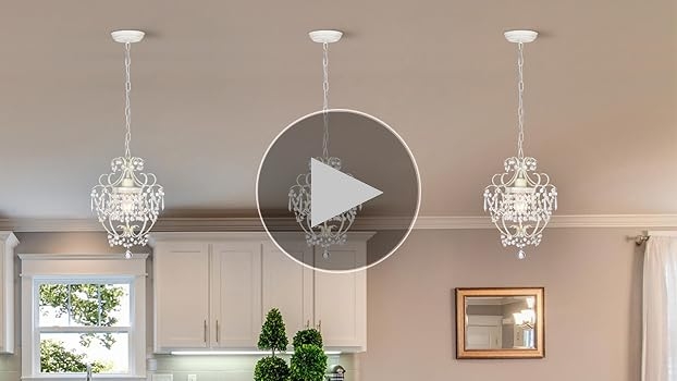 Chandelier White Scrollwork Arms Single Light Shabby Chic