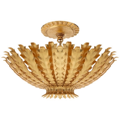 Chandelier with Gold-Toned Leaf-Like Petals in Tiered Design