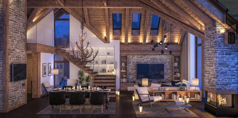 Chandelier with Wagon Wheel Design for Cabin Great Room