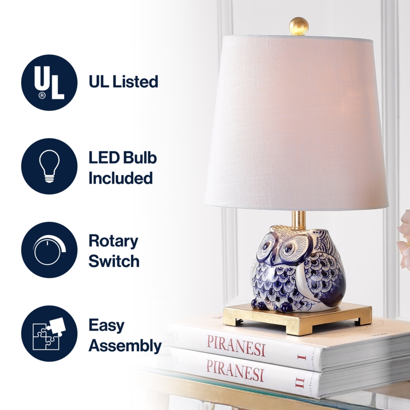 Chinoiserie Style Table Lamp with Blue and White Patterned Base
