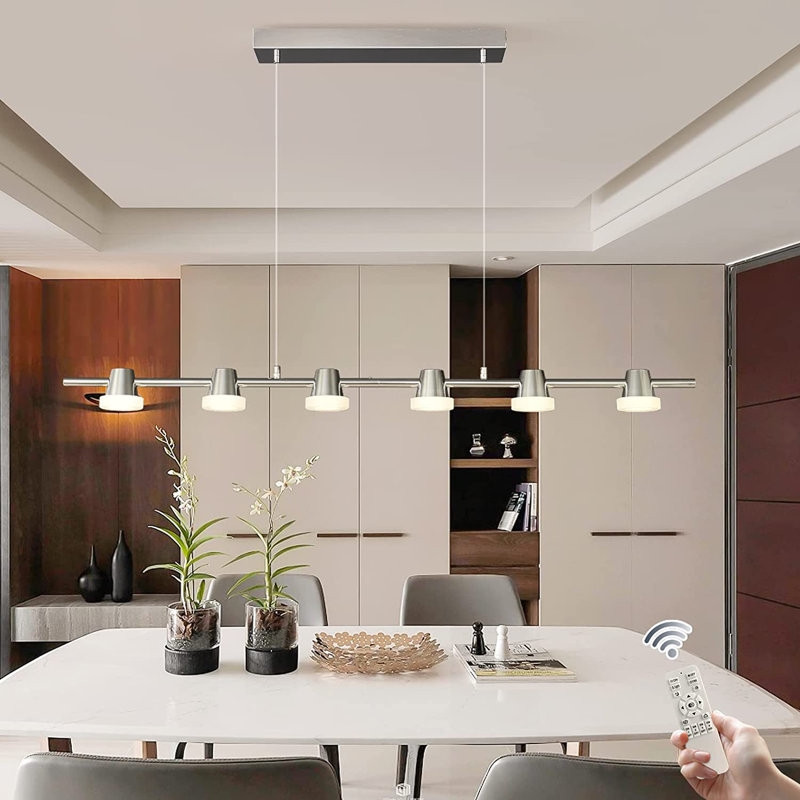 Chrome Linear Pendant Light With Six Clear Glass Globe Shades