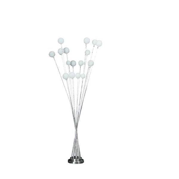Chrome Starburst Floor Lamp: 16-Light Dandelion Design