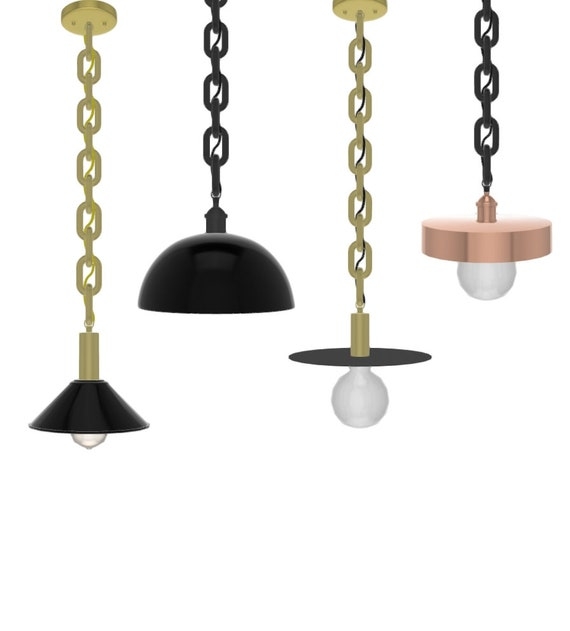 Chunky Chain Pendant Lighting Oversized Metallic Dome Shades