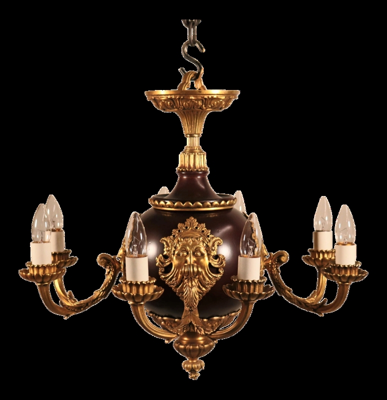 Circa 1910 French Empire Bronze Chandelier, 8 Light Design