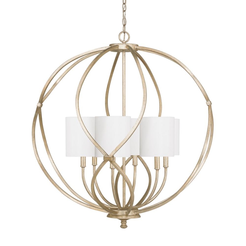 Circular Pendant With Clear Glass Cylinders And Six Light Sockets