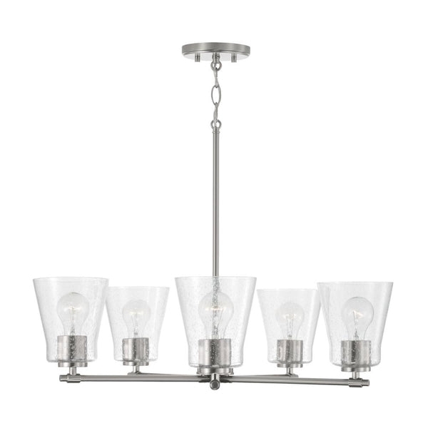 Classic Chandelier: Brushed Nickel 5-Light with Bell-Shaped Glass