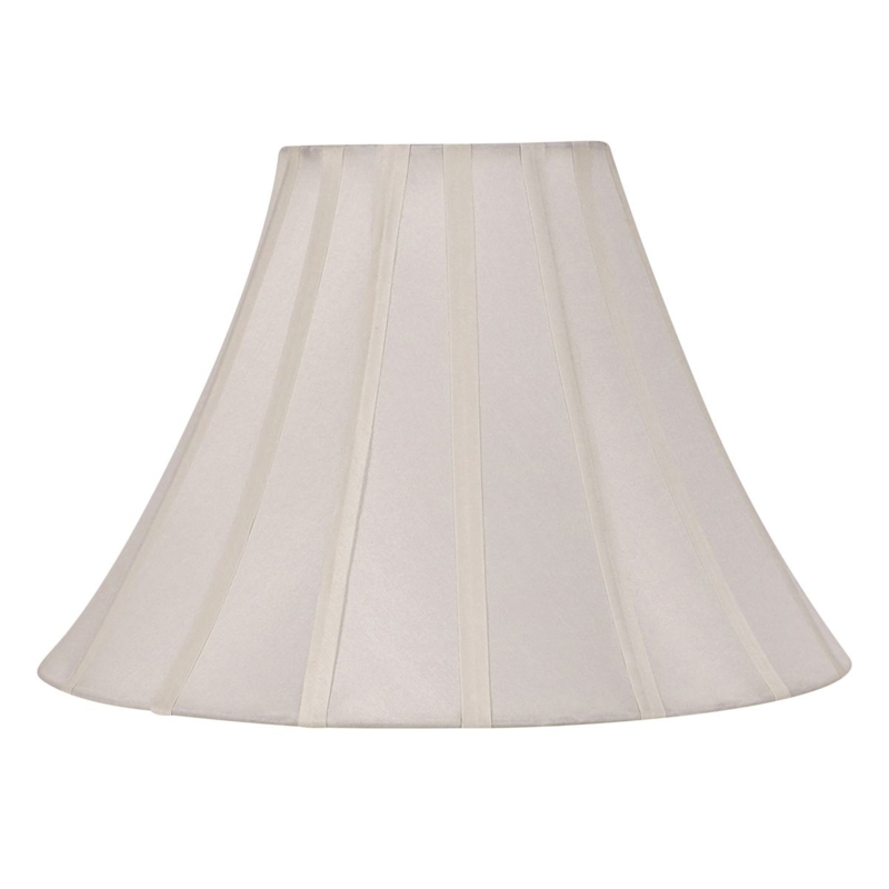 Classic Off-White Bell Lamp Shade, Satin Like Finish, Vertical Piping