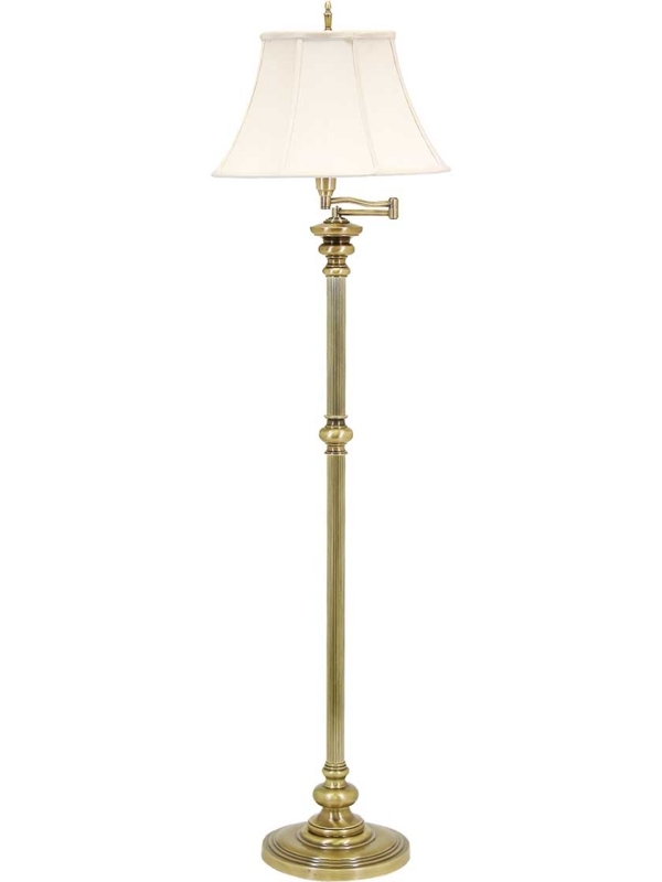 Classic Swing-Arm Floor Lamp with Polished Brass Finish for Reading