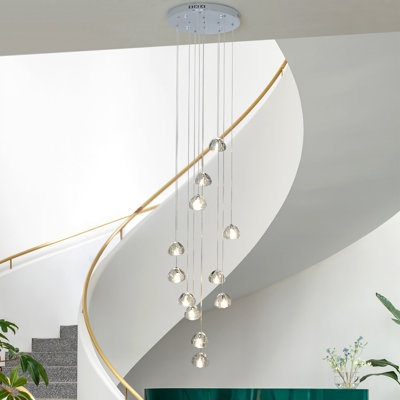 Cluster Chandelier 12-Light Polished Chrome with Staggered Cylinders