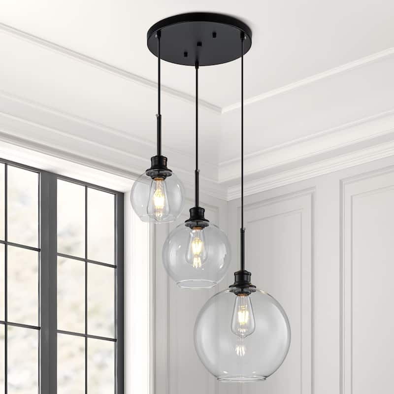 Cluster Pendant Light Five Cylindrical Glass Shades Modern Industrial.