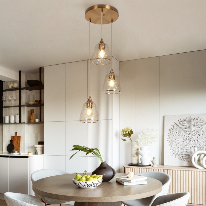Cluster Pendant Light Polished Brass Cone Shades Modern Minimalist