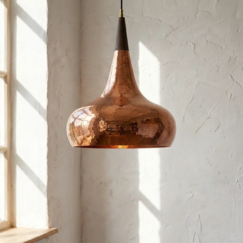 Cluster Pendant Lighting, Trio of Hammered Domes over Kitchen Island