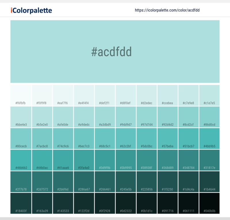 Color Palette Horizontal Gradient Light Aqua Blue Pantone Text