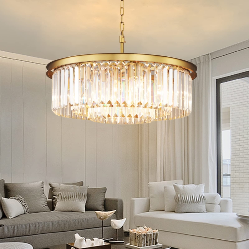 Contemporary Copper Pendant Lighting Chandelier, Three-Tier Crystal.