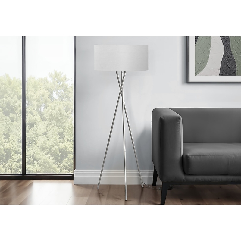 Contemporary Floor Lamp Brushed Nickel Slender Pole Minimalist Light